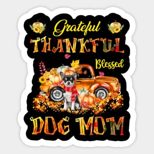 Black Chihuahua Pumpkin Thankful Grateful Blessed Dog Mom Sticker